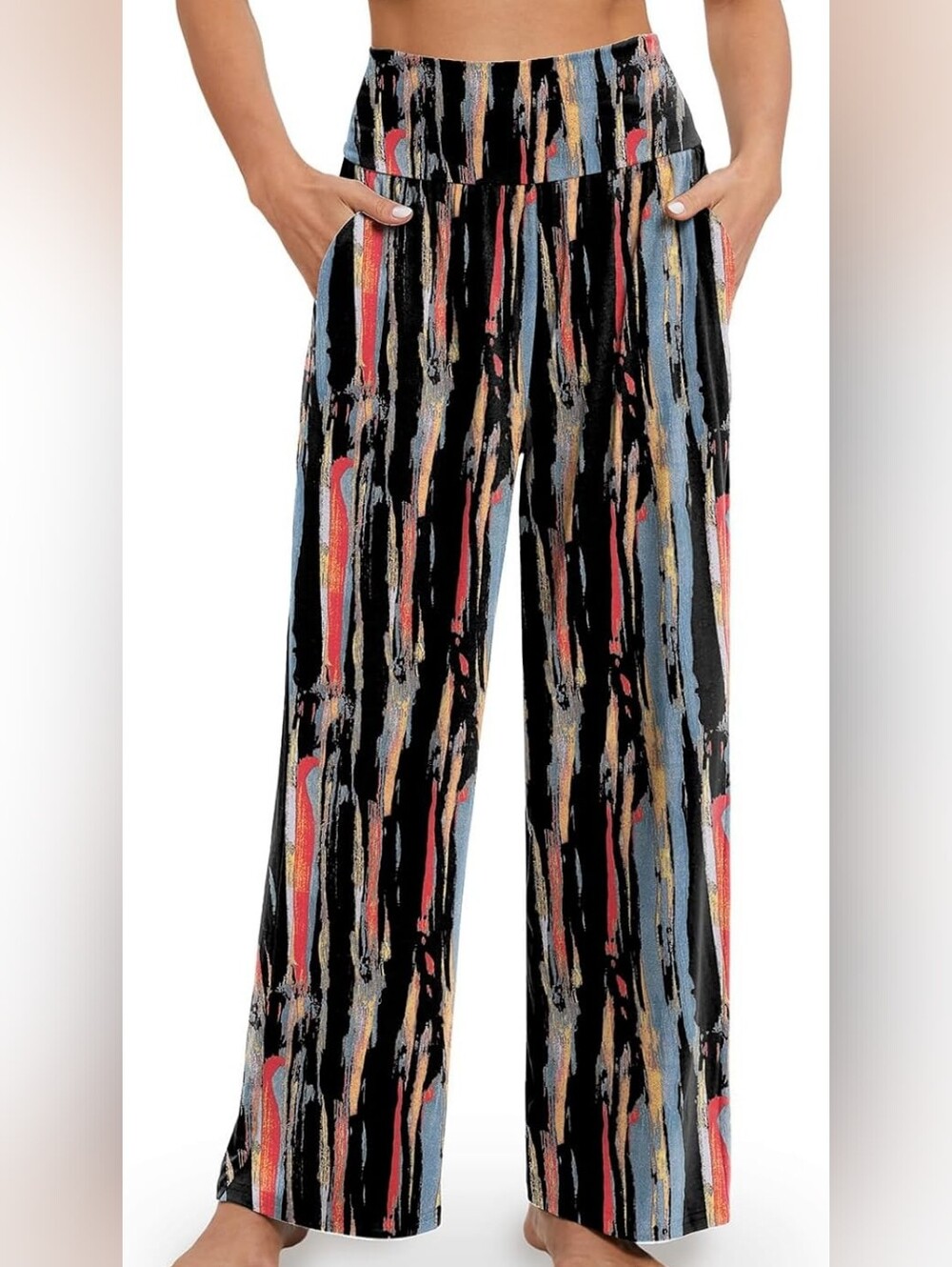 Gracyoga Abstract Print Wide Leg Palazzo Lounge Pants Small